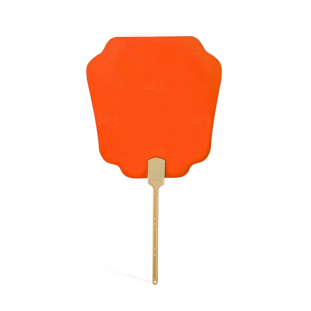 Leque de Papel com Alça Plástica Personalizado - 36,6x20cm Laranja