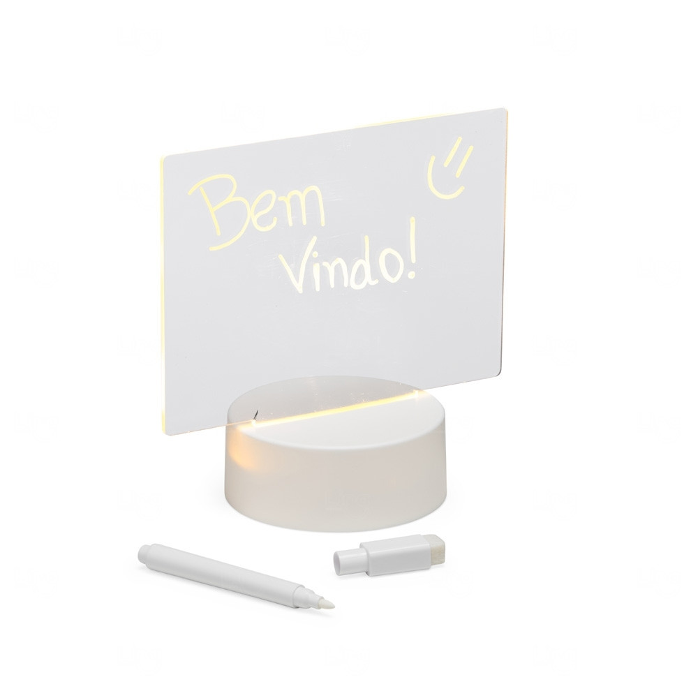 Luminária de Mesa LED com Tela para Recados Branco