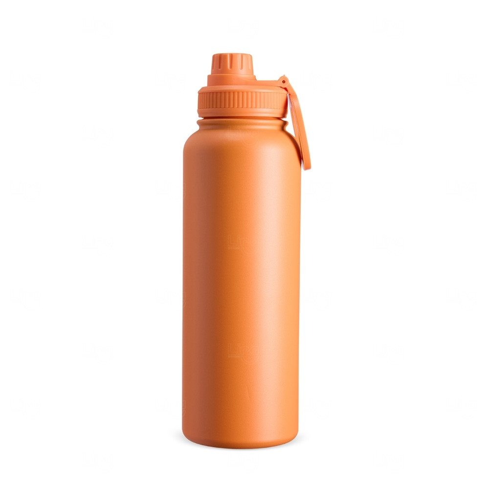 Garrafa Térmica Inox c/ Suporte para Celular Personalizada - 1,2L Laranja