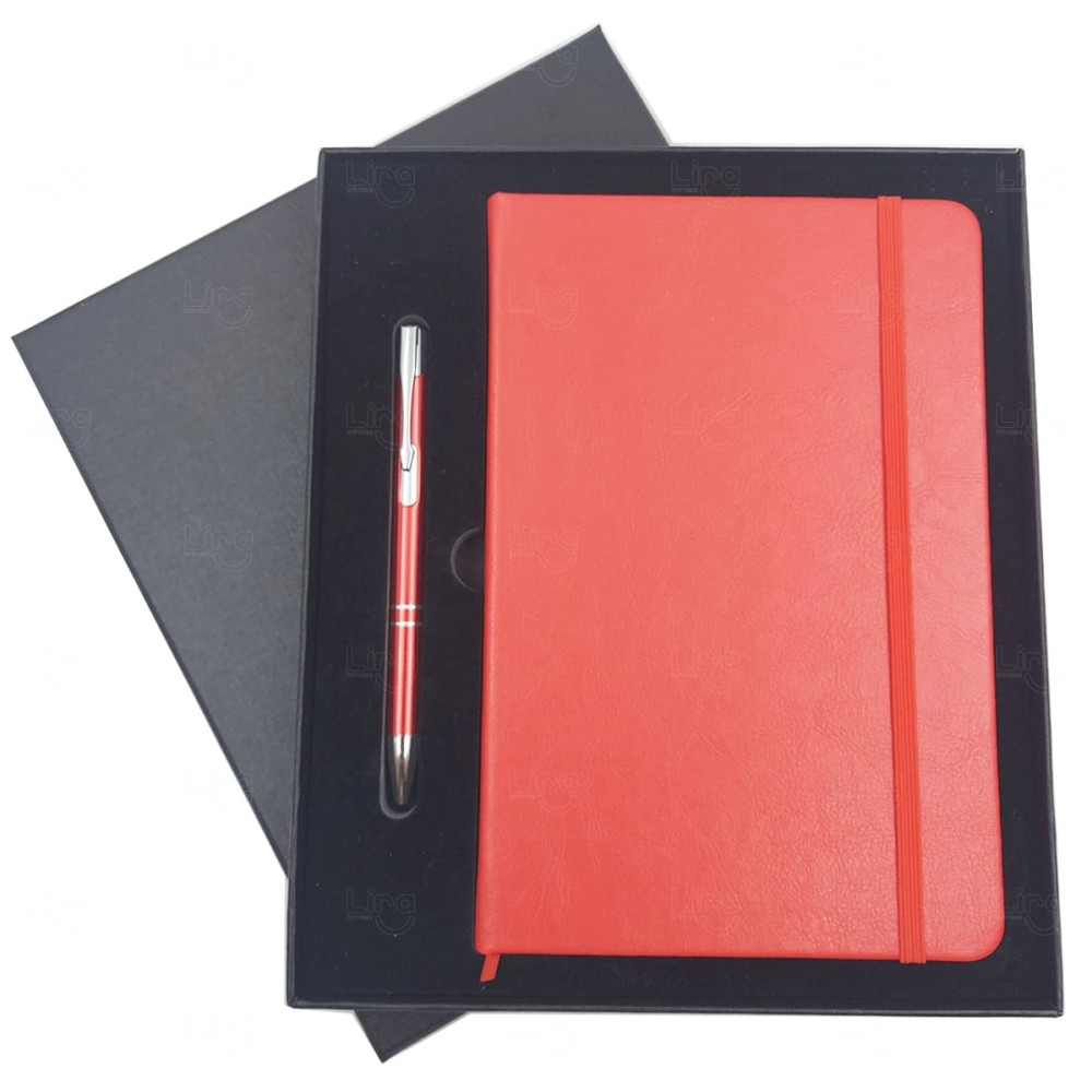 Kit Moleskine e Caneta com Box Personalizado – 14x21cm 