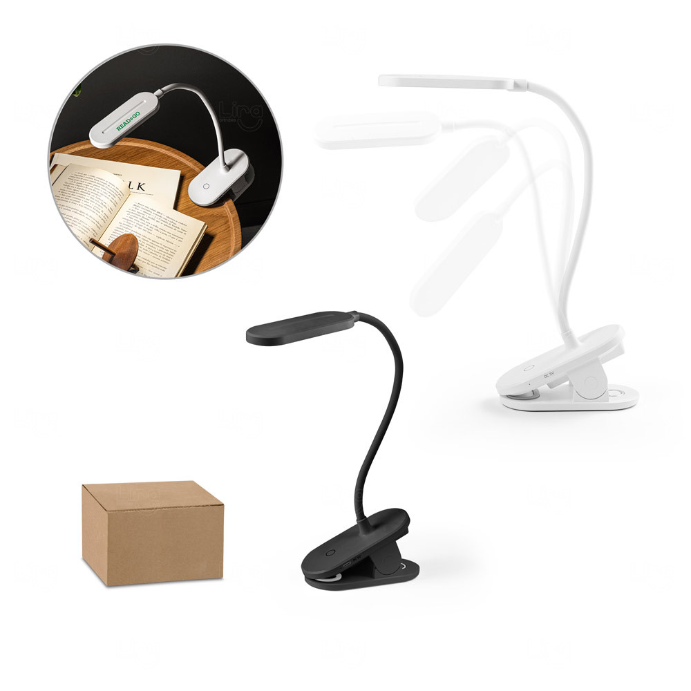 Luminária Portátil com Clip Personalizada - 3 Níveis de Luz 