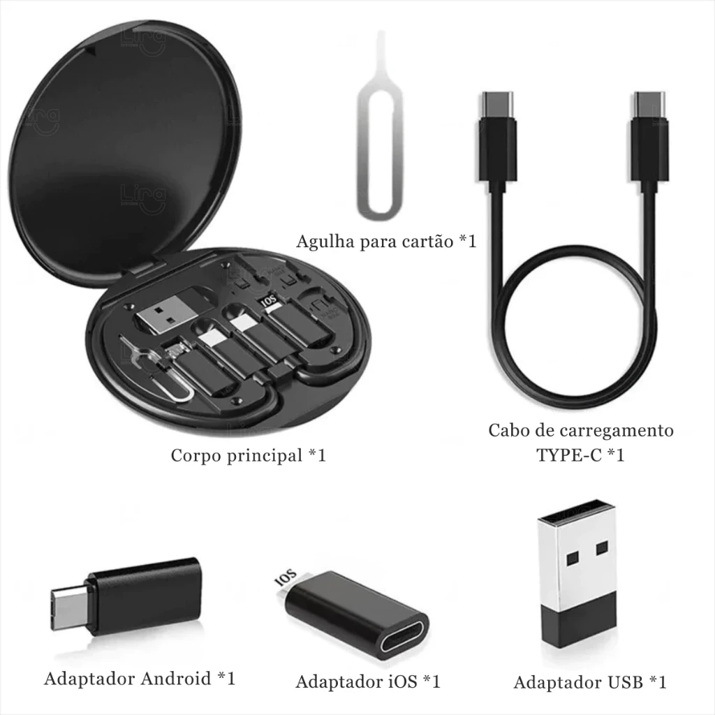 Kit Case Adaptadores Celular 6 em 1 Personalizado 