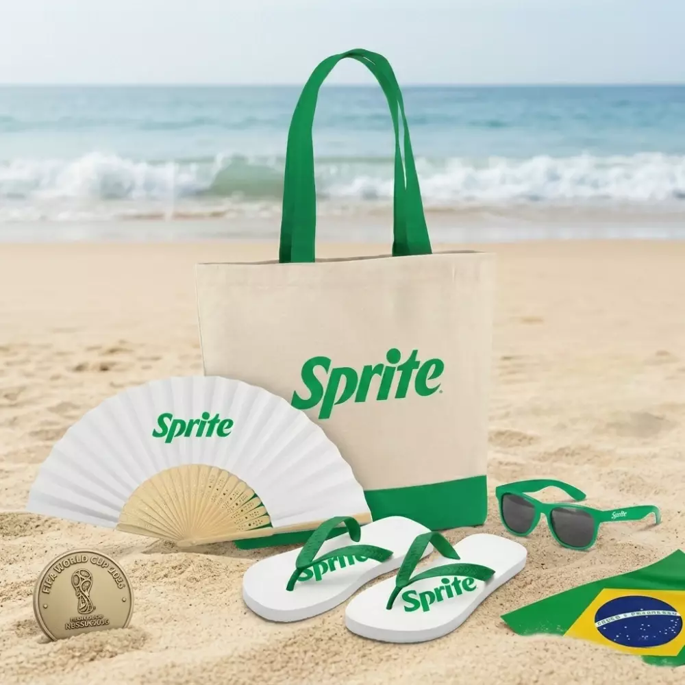 Kit Brisa Personalizado - Sacola, Leque, Chinelo e Óculos 