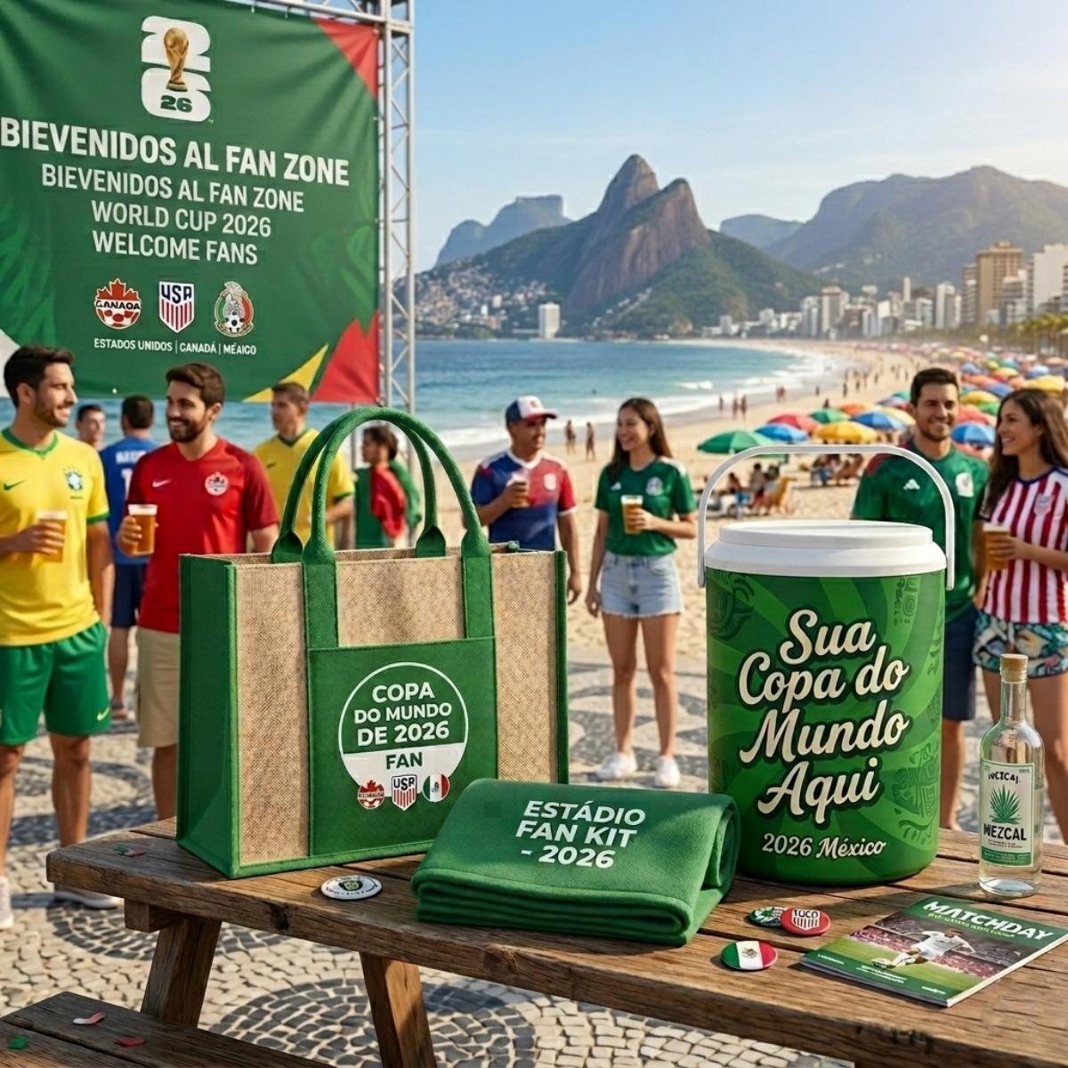 Kit Verão Personalizado - Cooler, Sacola de Linho e Toalha 
