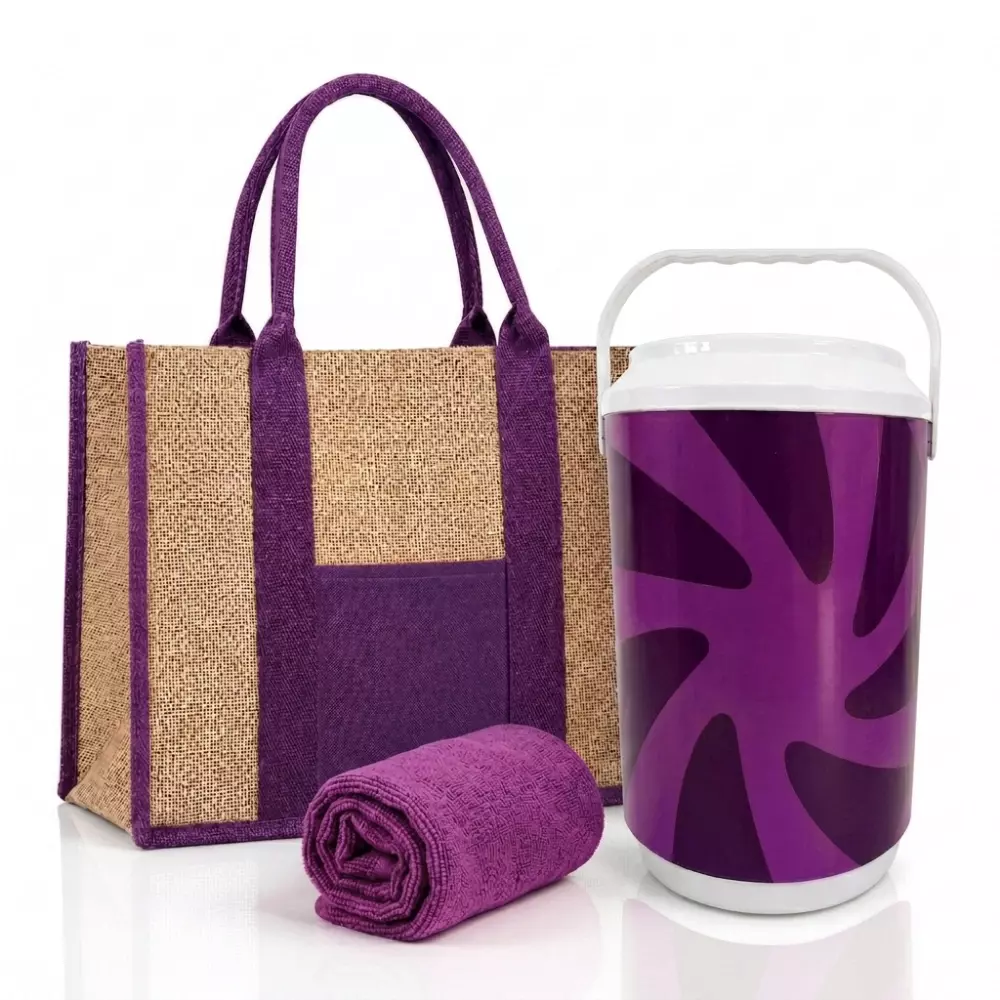 Kit Verão Personalizado - Cooler, Sacola de Linho e Toalha 