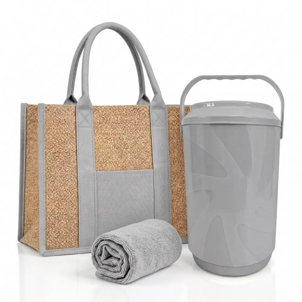 Kit Verão Personalizado - Cooler, Sacola de Linho e Toalha 