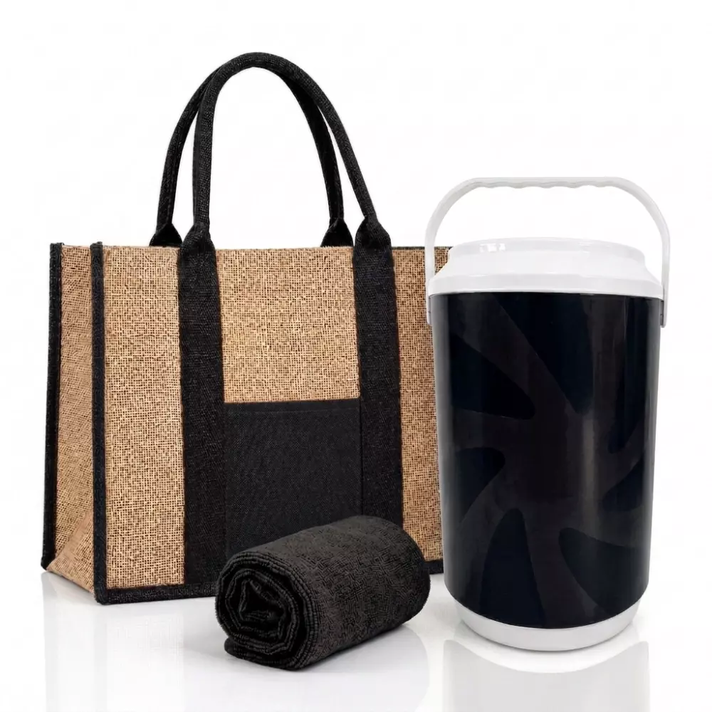 Kit Verão Personalizado - Cooler, Sacola de Linho e Toalha 