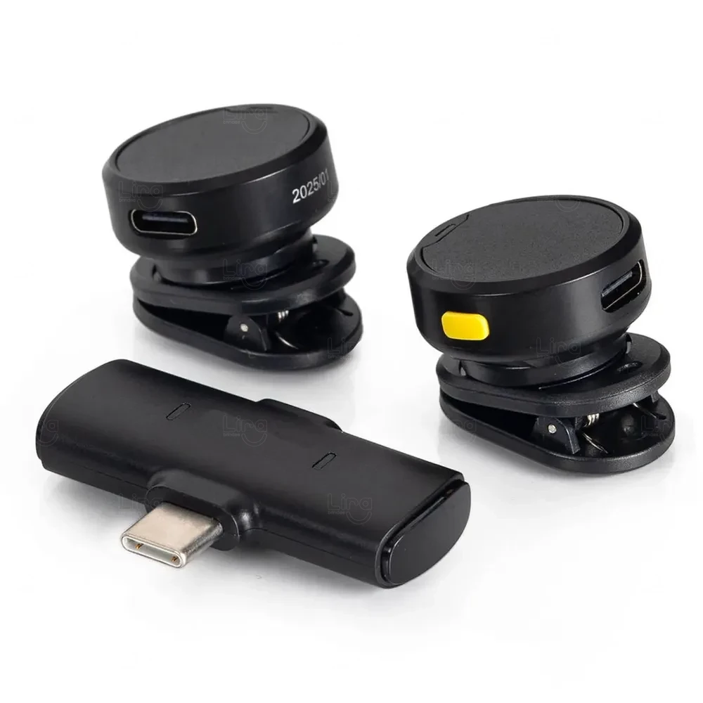 Kit Microfone de Lapela Duplo Sem Fio Personalizado 