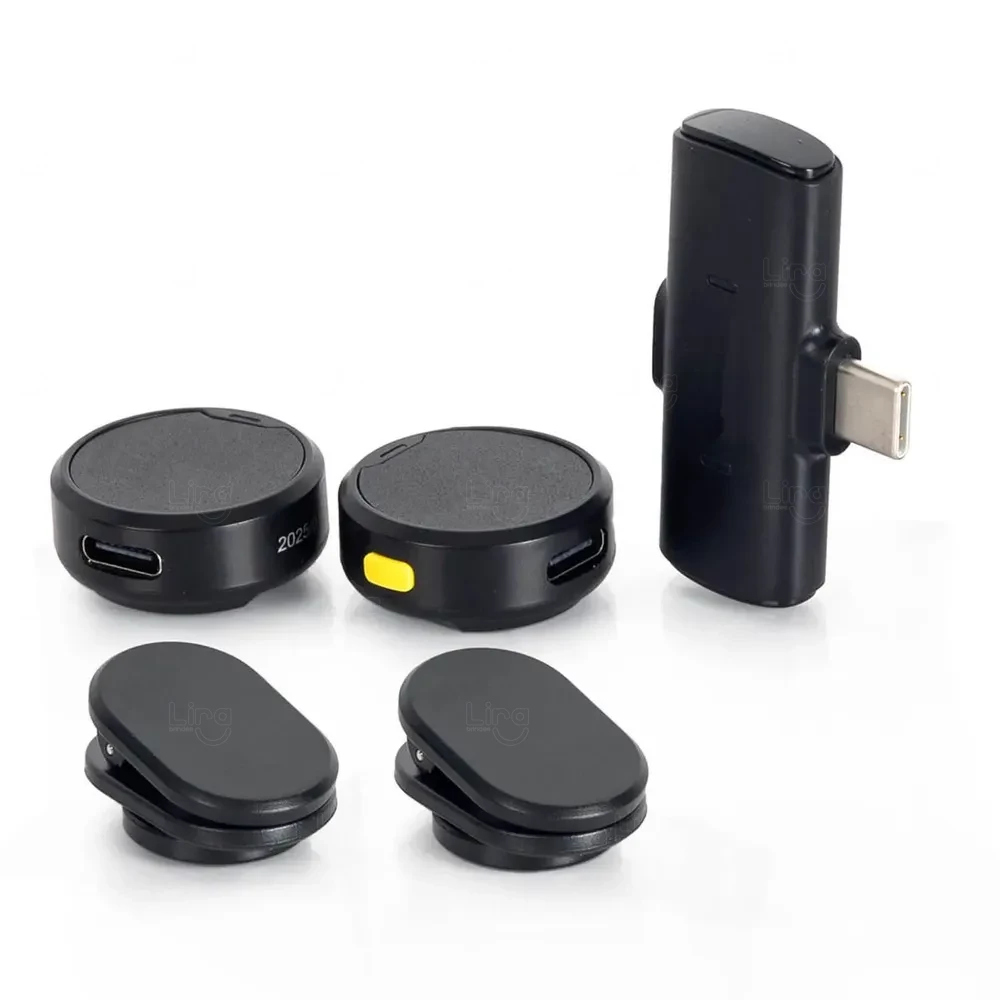 Kit Microfone de Lapela Duplo Sem Fio Personalizado 