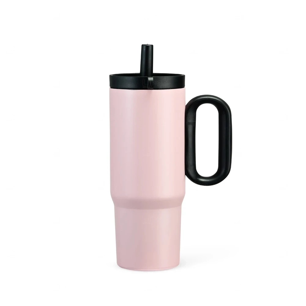 Caneca Térmica Inox 750ml com Infusor Personalizada Rosa Claro