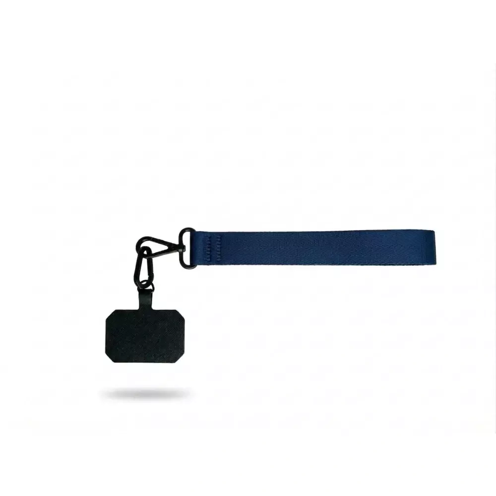 Cinta de Poliéster com Mosquetão para Celular Azul